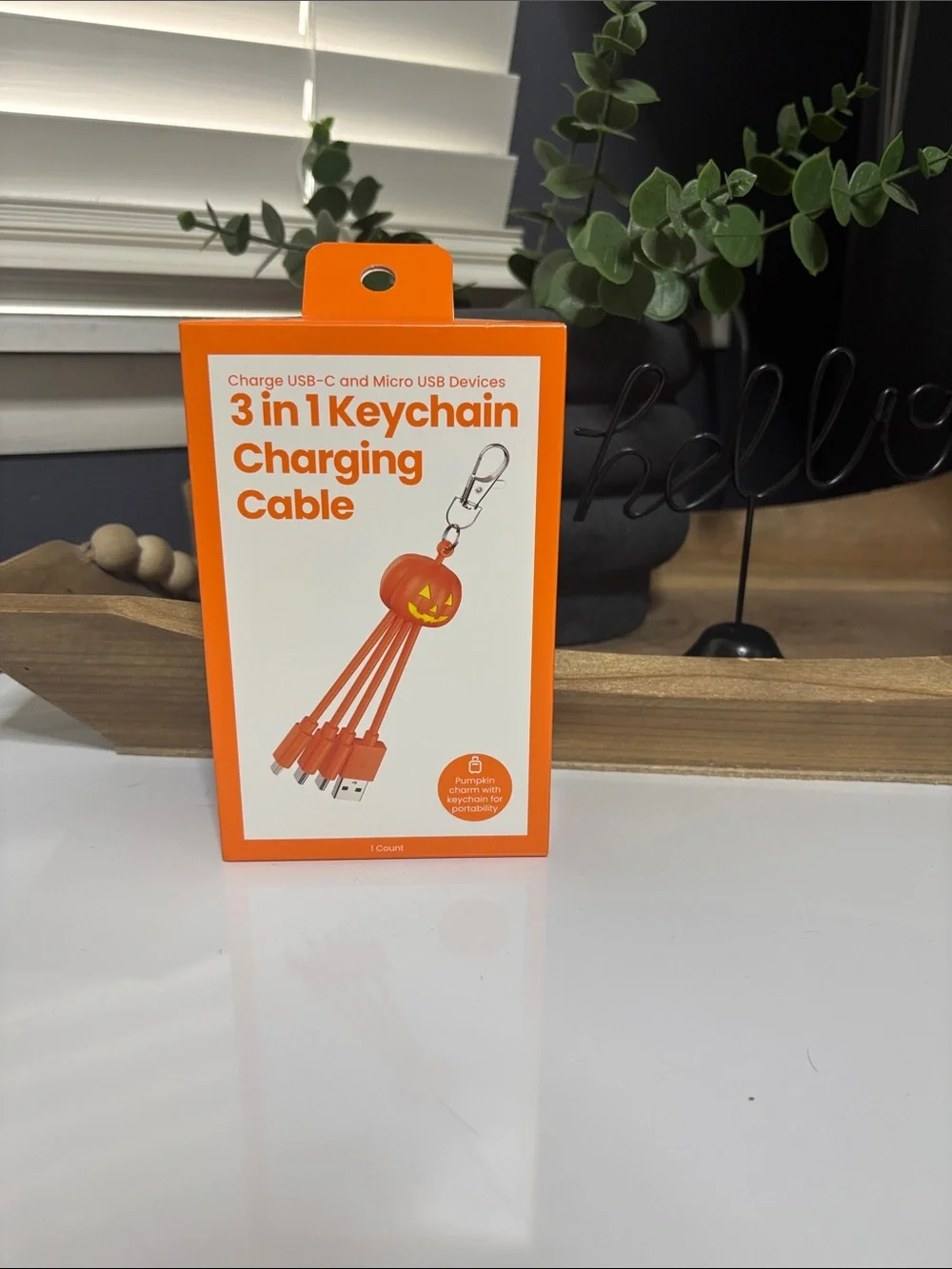 3-in-1 Keychain Charging Cable (Orange)
